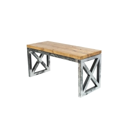 Ławka Metalowa Loft Siedzisko Drewno Lite Dąb LM-40 Rozmiary od 50 cm do 200 cm