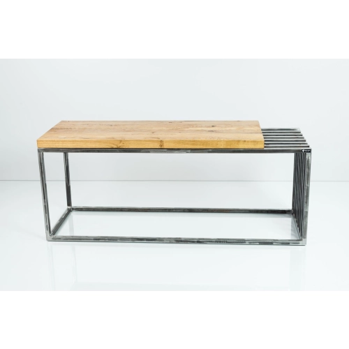 Ławka Stal Nierdzewna Szczotkowana / Polerowana Siedzisko Drewno Lite Dąb LM-44 Rozmiary od 50 cm do 200 cm