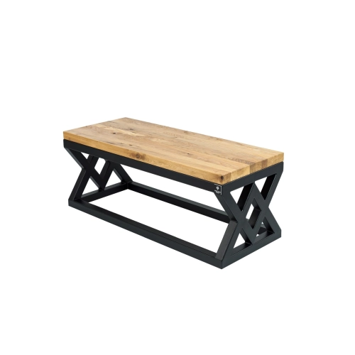 Ławka Metalowa Loft Siedzisko Drewno Lite Dąb LM-45 Rozmiary od 50 cm do 200 cm