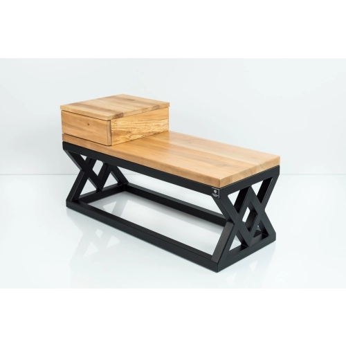 Ławka Metalowa Loft Siedzisko Drewno Lite Olcha LM-46 Rozmiary od 50 cm do 200 cm
