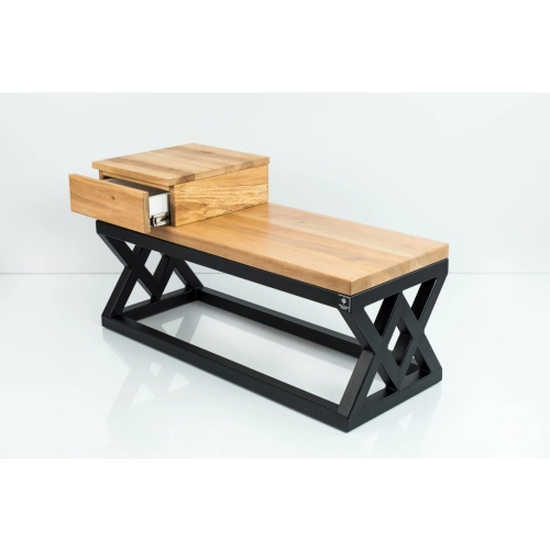 Ławka Metalowa Loft Siedzisko Drewno Lite Olcha LM-46 Rozmiary od 50 cm do 200 cm