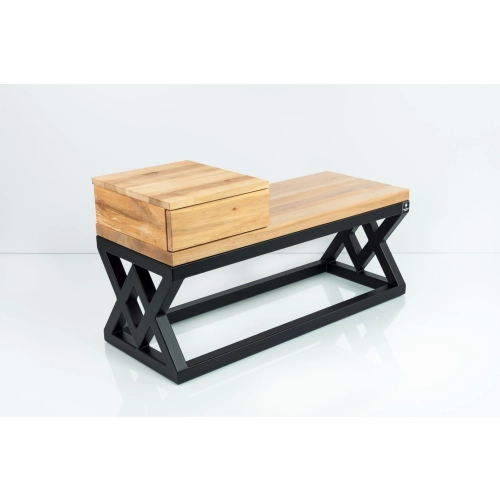 Ławka Metalowa Loft Siedzisko Drewno Lite Olcha LM-46 Rozmiary od 50 cm do 200 cm