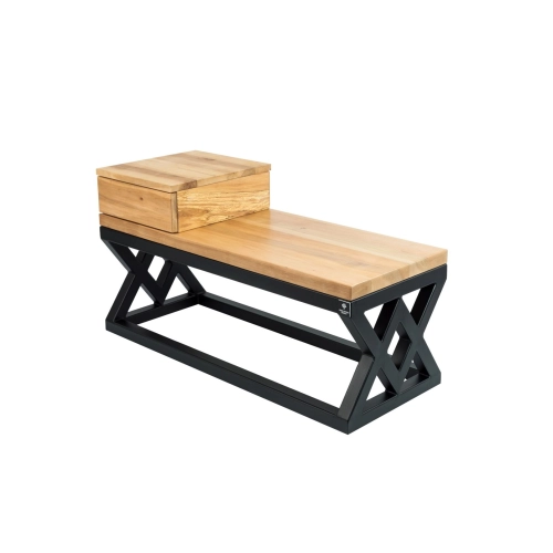 Ławka Metalowa Loft Siedzisko Drewno Lite Olcha LM-46 Rozmiary od 50 cm do 200 cm