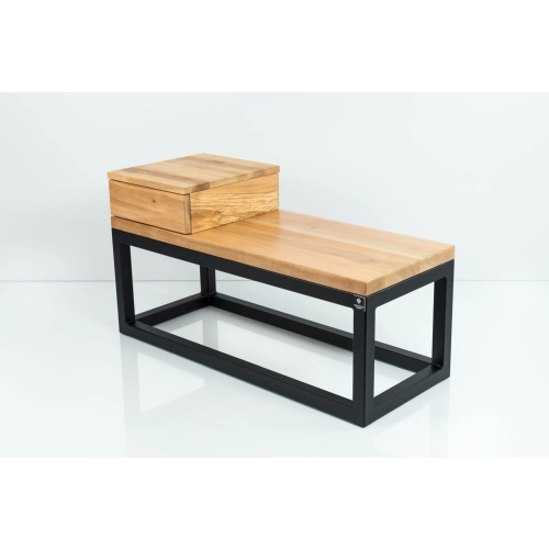 Ławka Metalowa Loft Siedzisko Drewno Lite Olcha LM-50 Rozmiary od 50 cm do 200 cm