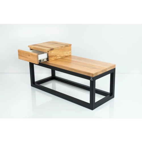 Ławka Metalowa Loft Siedzisko Drewno Lite Olcha LM-50 Rozmiary od 50 cm do 200 cm