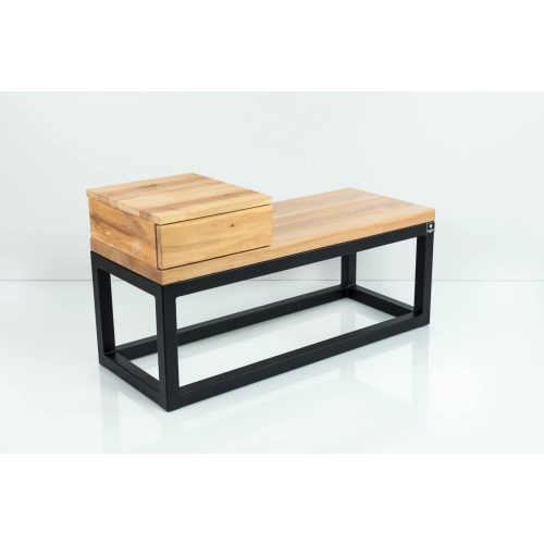 Ławka Metalowa Loft Siedzisko Drewno Lite Olcha LM-50 Rozmiary od 50 cm do 200 cm