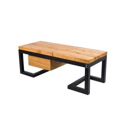 Ławka Metalowa Loft Siedzisko Drewno Lite Dąb LM-6 Rozmiary od 50 cm do 200 cm