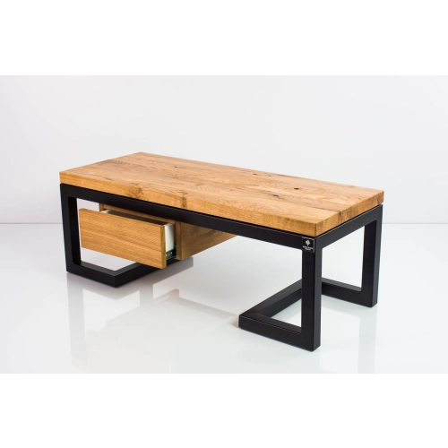 Ławka Metalowa Loft Siedzisko Drewno Lite Dąb LM-6 Rozmiary od 50 cm do 200 cm