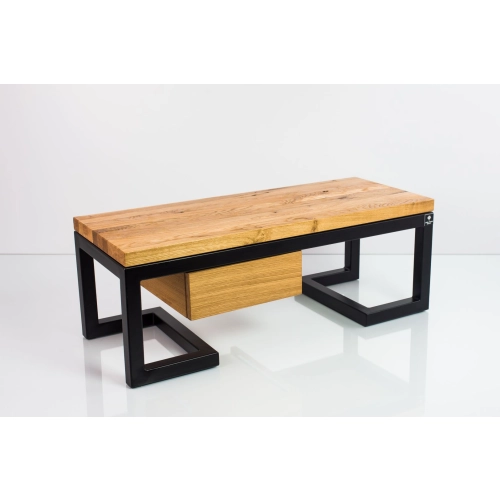 Ławka Metalowa Loft Siedzisko Drewno Lite Dąb LM-6 Rozmiary od 50 cm do 200 cm