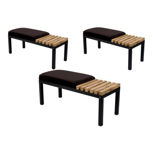 Ławka Pufa Tapicerowana Czarny Stal LPD-10 Rozmiary od 50 cm do 200 cm