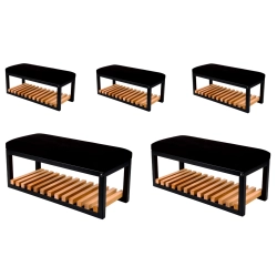 Ławka Pufa Tapicerowana Czarny Stal LPD-3 Rozmiary od 50 cm do 200 cm