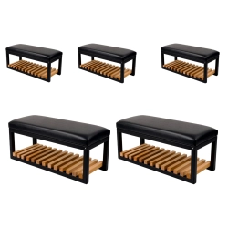 Ławka Pufa Tapicerowana Czarny Ekoskóra Stal LPD-3 Rozmiary od 50 cm do 200 cm