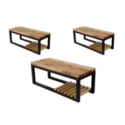 Ławka Metalowa Loft Siedzisko Drewno Lite LPD-34 Rozmiary od 50 cm do 200 cm