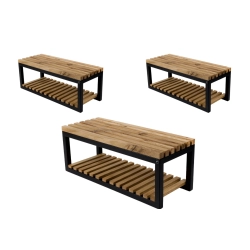 Ławka Metalowa Loft Siedzisko Drewno Lite LPD-35 Rozmiary od 50 cm do 200 cm