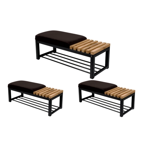 Ławka Pufa Tapicerowana Czarny Stal LPD-8 Rozmiary od 50 cm do 200 cm