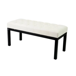 Ławka Pufa Pikowana Biały Guzik Tapicerowany Stal LPM-100 Rozmiary od 50 cm do 200 cm