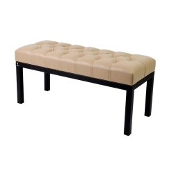 Ławka Pufa Pikowana Beżowa Guzik Tapicerowany Stal LPM-100 Rozmiary od 50 cm do 200 cm