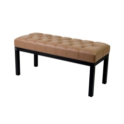 Ławka Pufa Pikowana Brązowa Guzik Tapicerowany Stal LPM-100 Rozmiary od 50 cm do 200 cm