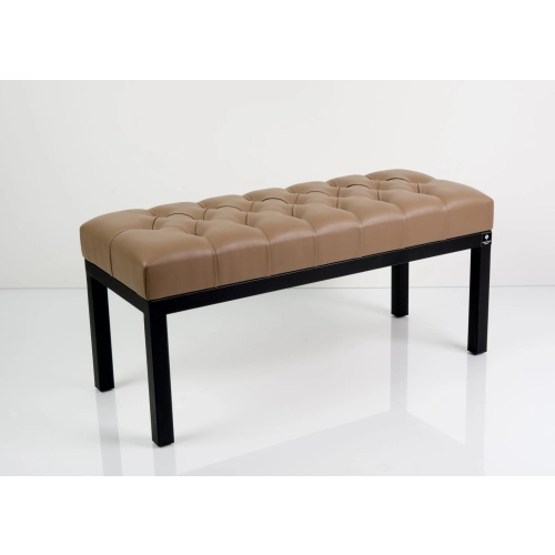 Ławka Pufa Pikowana Brązowa Guzik Tapicerowany Stal LPM-100 Rozmiary od 50 cm do 200 cm