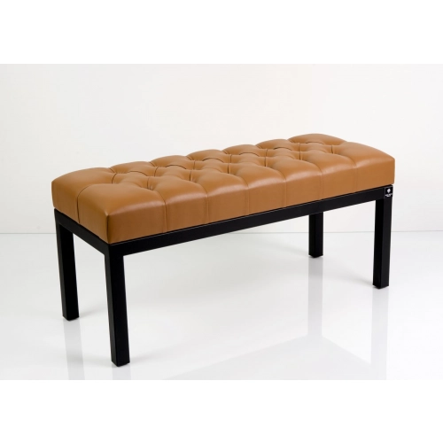 Ławka Pufa Pikowana Brązowa Guzik Tapicerowany Stal LPM-100 Rozmiary od 50 cm do 200 cm