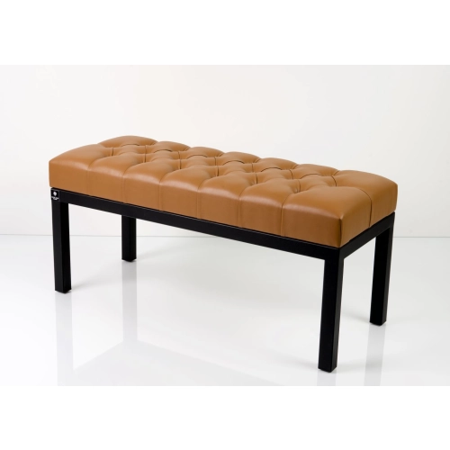 Ławka Pufa Pikowana Brązowa Guzik Tapicerowany Stal LPM-100 Rozmiary od 50 cm do 200 cm