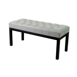 Ławka Pufa Pikowana Popielata Guzik Tapicerowany Stal LPM-100 Rozmiary od 50 cm do 200 cm