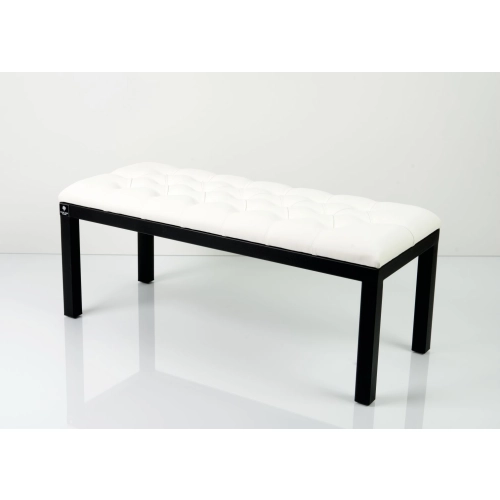Ławka Pufa Pikowana Biały Guzik Tapicerowany Stal LPM-101 Rozmiary od 50 cm do 200 cm
