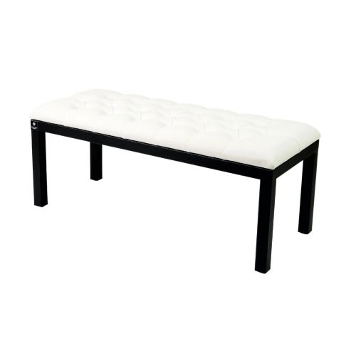 Ławka Pufa Pikowana Biały Guzik Tapicerowany Stal LPM-101 Rozmiary od 50 cm do 200 cm