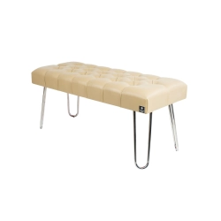 Ławka Pufa Pikowana Beż LPM-12 Nóżki Chromowe Rozmiary od 50 cm do 120 cm