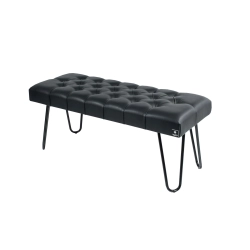 Ławka Pufa Pikowana Czarny LGM-12 Nóżki Czarne Rozmiary od 50 cm do 120 cm