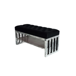 Ławka Metalowa Loft Siedzisko Pikowane Czarny LPM-13 Rozmiary od 50 cm do 200 cm