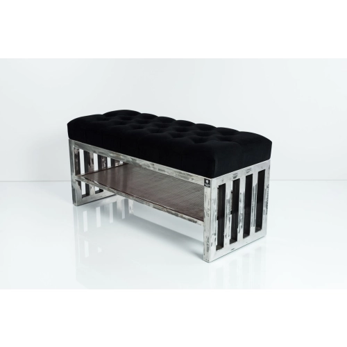 Ławka Metalowa Loft Siedzisko Pikowane Czarny LPM-13 Rozmiary od 50 cm do 200 cm