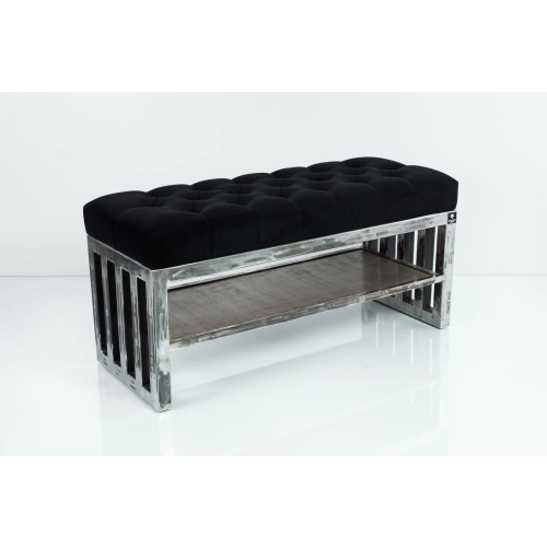 Ławka Metalowa Loft Siedzisko Pikowane Czarny LPM-13 Rozmiary od 50 cm do 200 cm