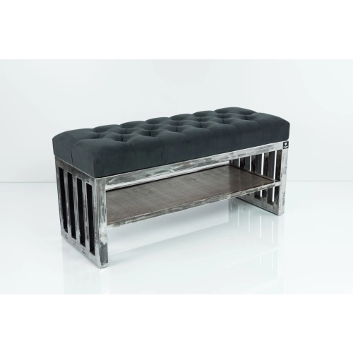 Ławka Metalowa Loft Siedzisko Pikowane Grafit LPM-13 Rozmiary od 50 cm do 200 cm