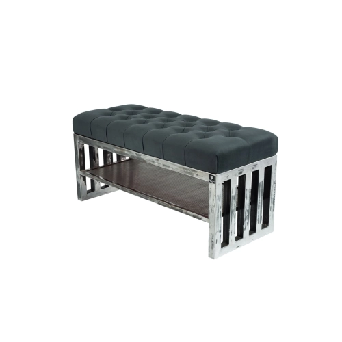 Ławka Metalowa Loft Siedzisko Pikowane Grafit LPM-13 Rozmiary od 50 cm do 200 cm