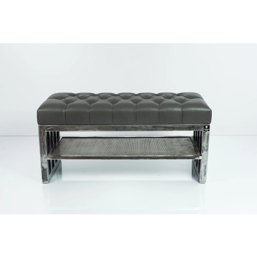 Ławka Metalowa Loft Siedzisko Pikowane Ekoskóra Grafit LPM-13 Rozmiary od 50 cm do 200 cm