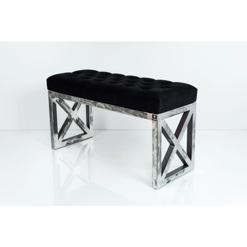 Ławka Metalowa Loft Siedzisko Pikowane Czarny LPM-14 Rozmiary od 50 cm do 200 cm