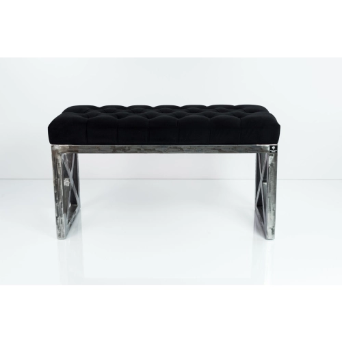 Ławka Metalowa Loft Siedzisko Pikowane Czarny LPM-14 Rozmiary od 50 cm do 200 cm