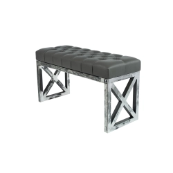 Ławka Metalowa Loft Siedzisko Pikowane Ekoskóra Grafit LPM-14 Rozmiary od 50 cm do 200 cm