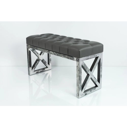 Ławka Metalowa Loft Siedzisko Pikowane Ekoskóra Grafit LPM-14 Rozmiary od 50 cm do 200 cm