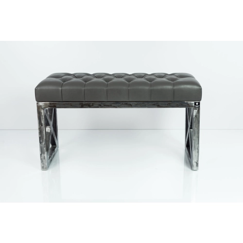 Ławka Metalowa Loft Siedzisko Pikowane Ekoskóra Grafit LPM-14 Rozmiary od 50 cm do 200 cm