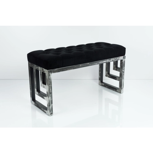 Ławka Metalowa Loft Siedzisko Pikowane Czarny LPM-15 Rozmiary od 50 cm do 200 cm