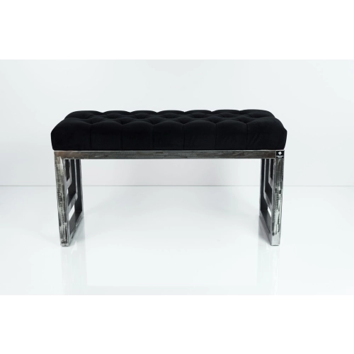 Ławka Metalowa Loft Siedzisko Pikowane Czarny LPM-15 Rozmiary od 50 cm do 200 cm