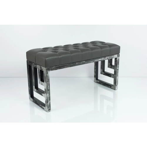 Ławka Metalowa Loft Siedzisko Pikowane Ekoskóra Grafit LPM-15 Rozmiary od 50 cm do 200 cm