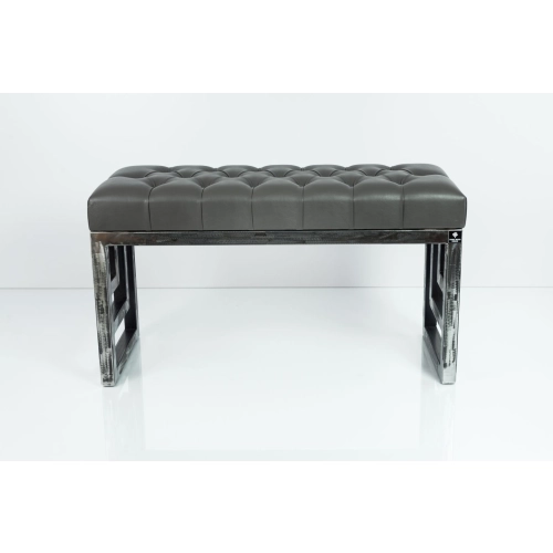 Ławka Metalowa Loft Siedzisko Pikowane Ekoskóra Grafit LPM-15 Rozmiary od 50 cm do 200 cm