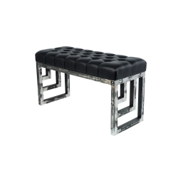 Ławka Metalowa Loft Siedzisko Pikowane Ekoskóra Czarny LPM-15 Rozmiary od 50 cm do 200 cm