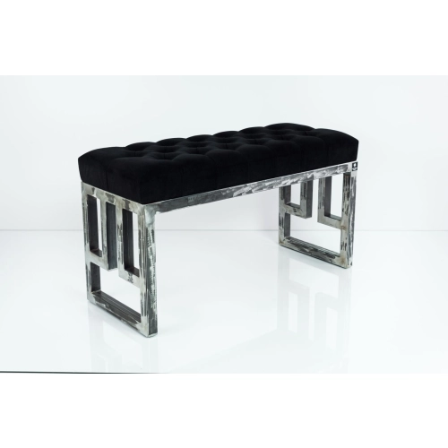 Ławka Metalowa Loft Siedzisko Pikowane Czarny LPM-16 Rozmiary od 50 cm do 200 cm