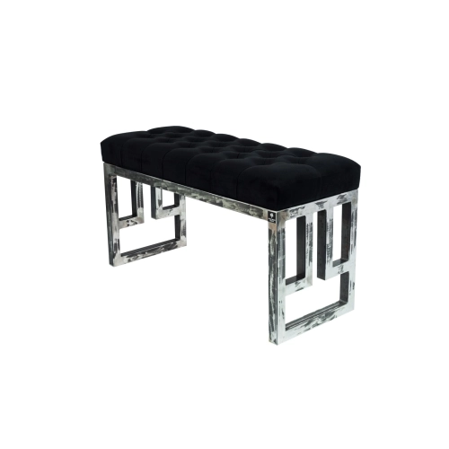 Ławka Metalowa Loft Siedzisko Pikowane Czarny LPM-16 Rozmiary od 50 cm do 200 cm