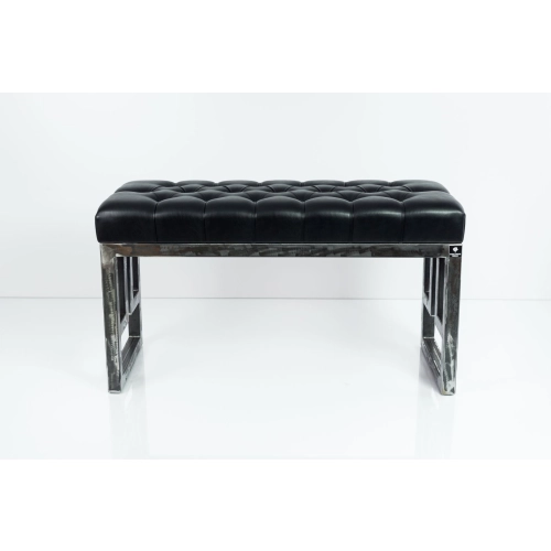 Ławka Metalowa Loft Siedzisko Pikowane Ekoskóra Czarny LPM-16 Rozmiary od 50 cm do 200 cm