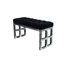 Ławka Metalowa Loft Siedzisko Pikowane Czarny LPM-17 Rozmiary od 50 cm do 200 cm